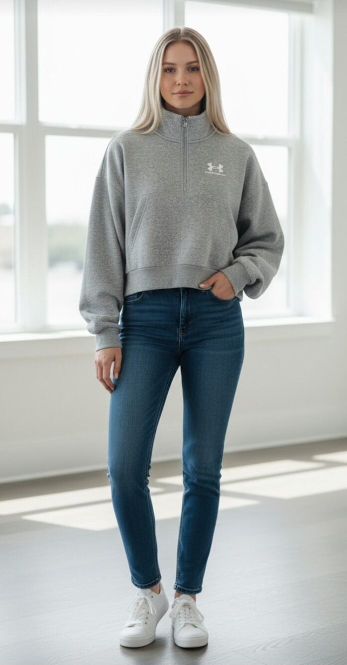 Sz Large Under Armour Women's Icon Fleece Oversized 1/2 Zip Pullover